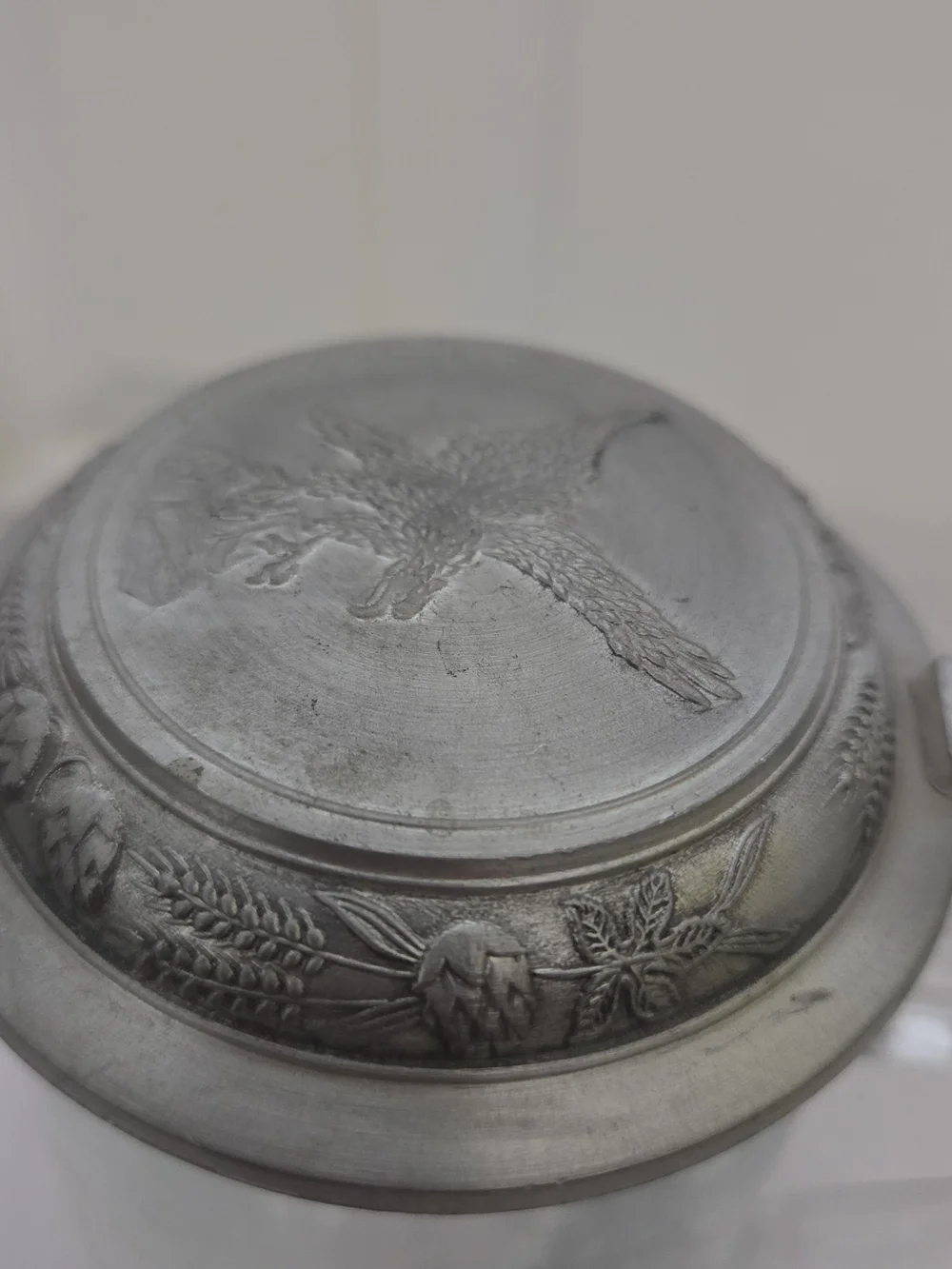 Glass Beer Stein with Metal Eagle-Handled Lid - Pewter-Tone